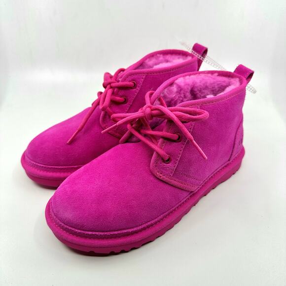 UGG Neumel Womens Classic Chukka Suede Snow Ankle Boots SZ 6 Rose Pink Sheepskin - Picture 1 of 8